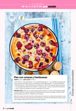 Flan de cerezas y frambuesas