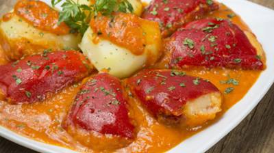 Pimientos rellenos con langostinos