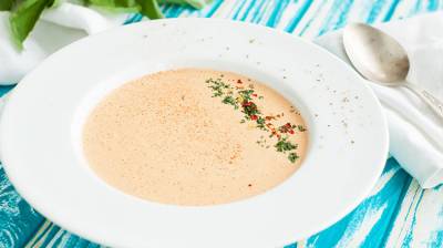 Crema de mariscos con puerro