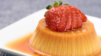 Flan de fresas