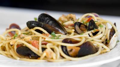 Pasta con salsa de mejillones